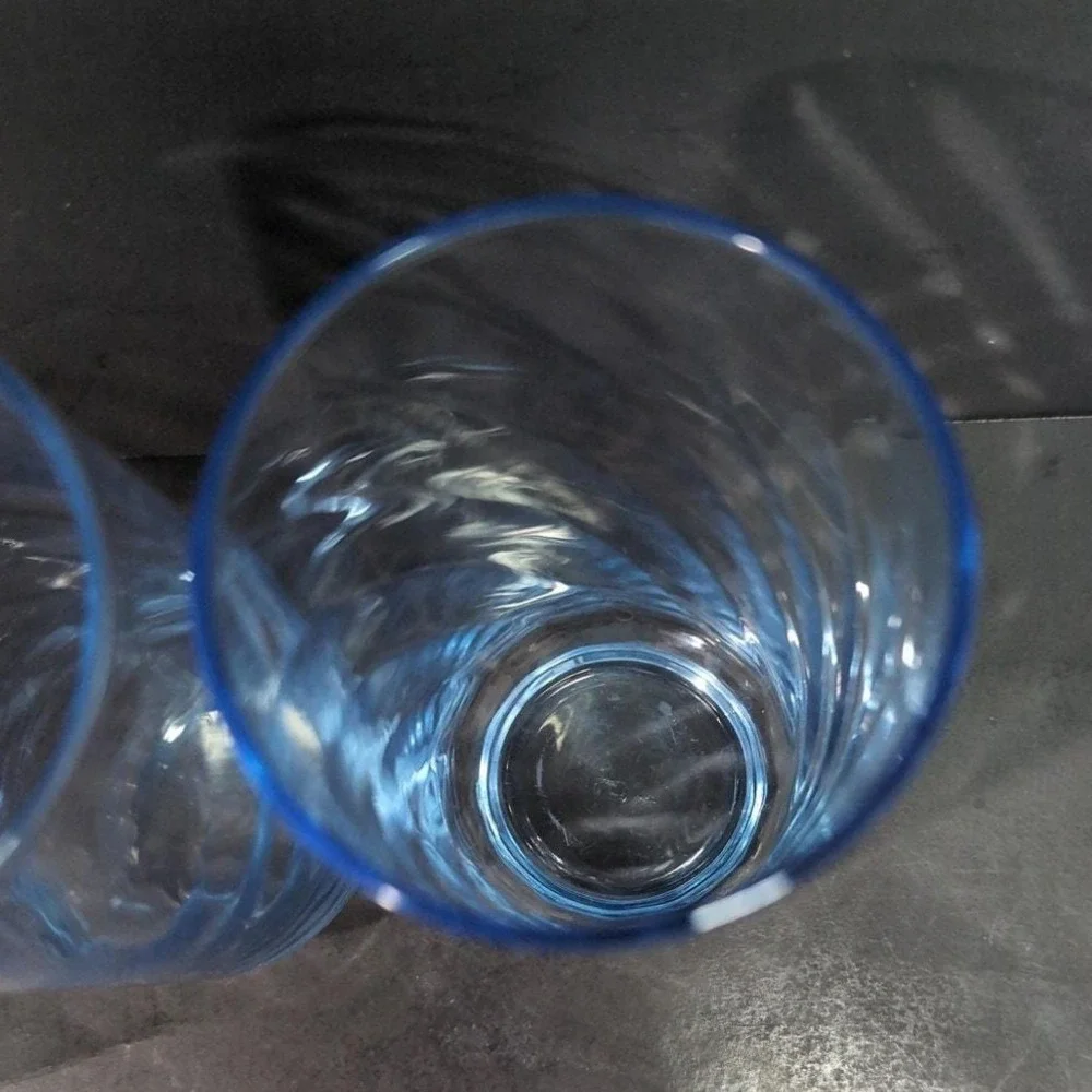 Libbey Optic Swirl Blue Coolers,‎ Set of 2, Vintage 16oz Tumblers, Drinkware